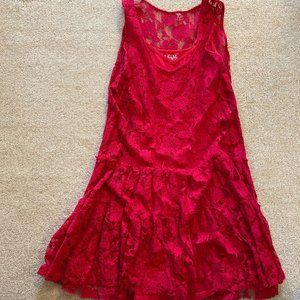 Free People Emily Red lace slip dress XS